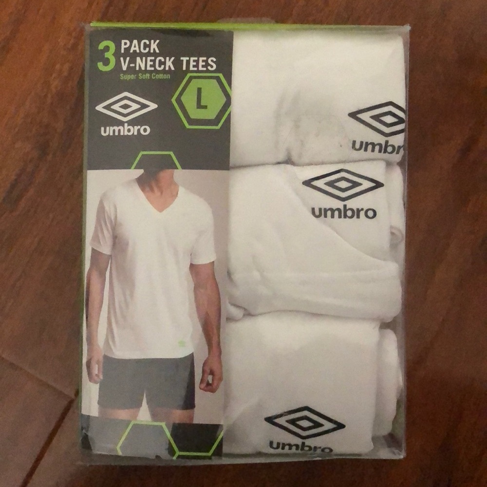 Umbro 3 Pack V-Neck White T-shirts